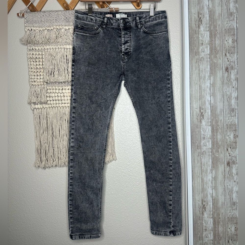 Topman Charcoal Stretch Skinny Jeans